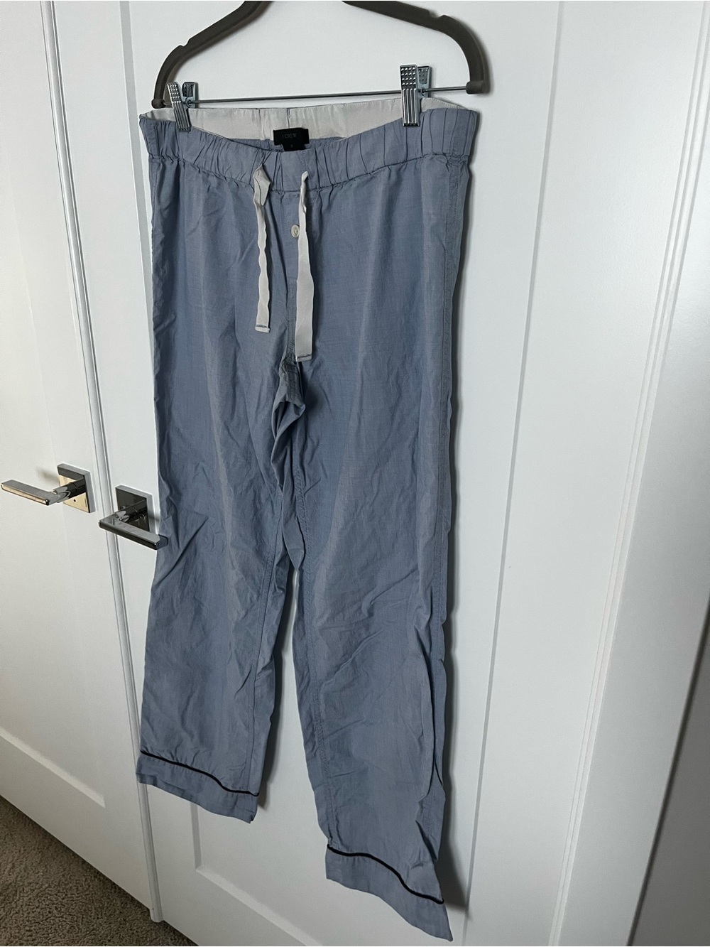 J. Crew Light Blue Drawstring Sleep Pants with Contrast Piping